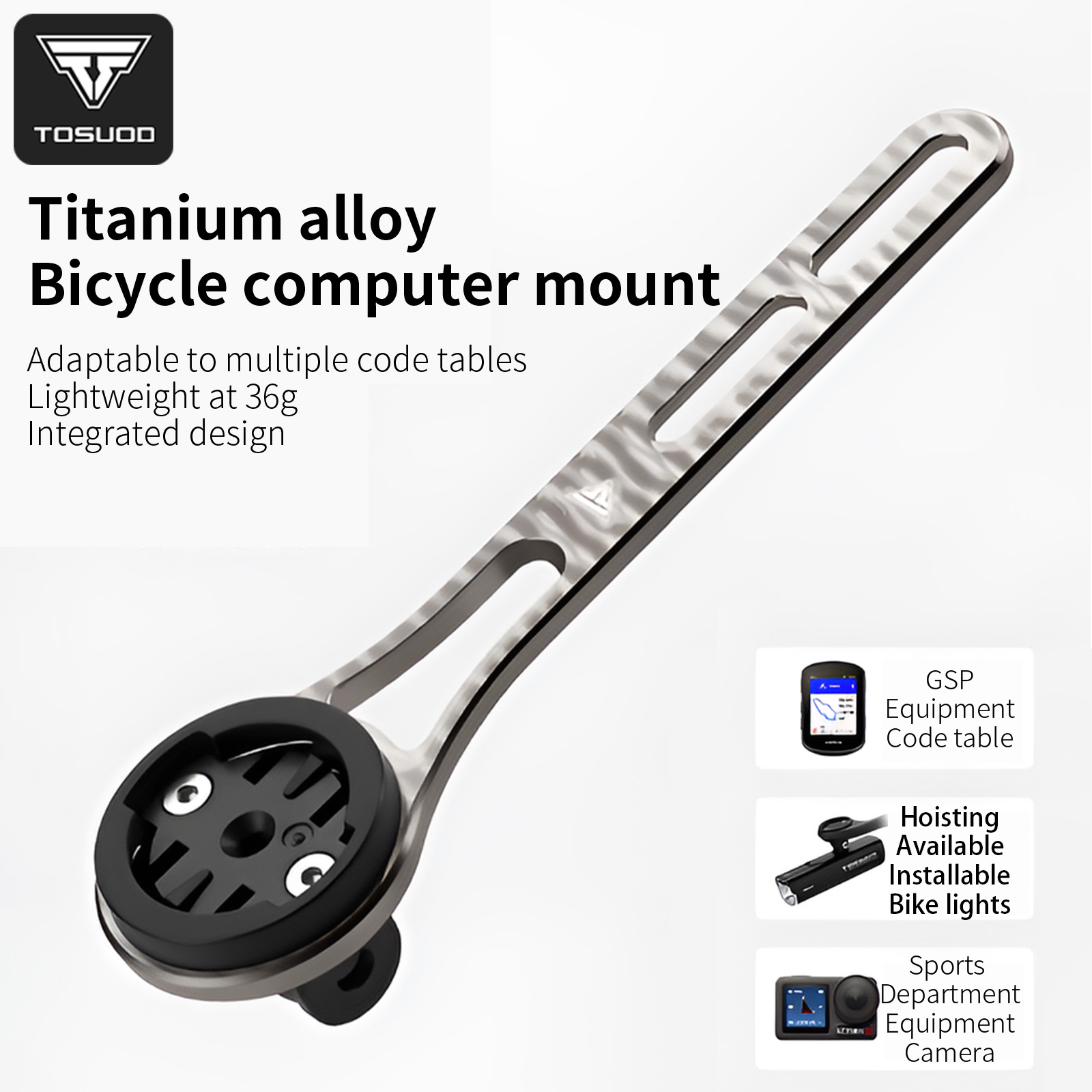 Bike Speedometer - ที่ยึดคอมพิวเตอร์จักรยานแบบติดแฮนด์จับ ทำจากไทเทเนียมอัลลอยด์ ยี่ห้อ TOSUOD ใช้ได้กับจักรยานเสือหมอบและจักรยานเสือภูเขา ขายึดต่อขยายมาตรวัดความเร็วแบบอเนกประสงค์